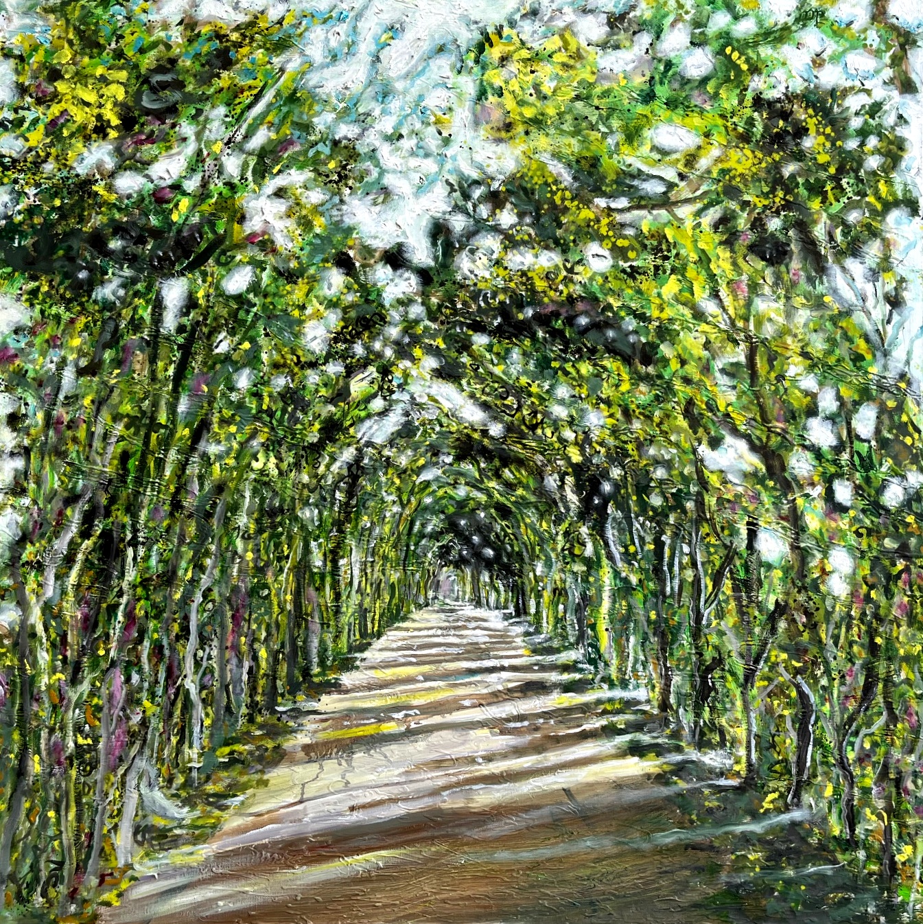 B-weg, olieverf en pigmenten op doek, 100x100.